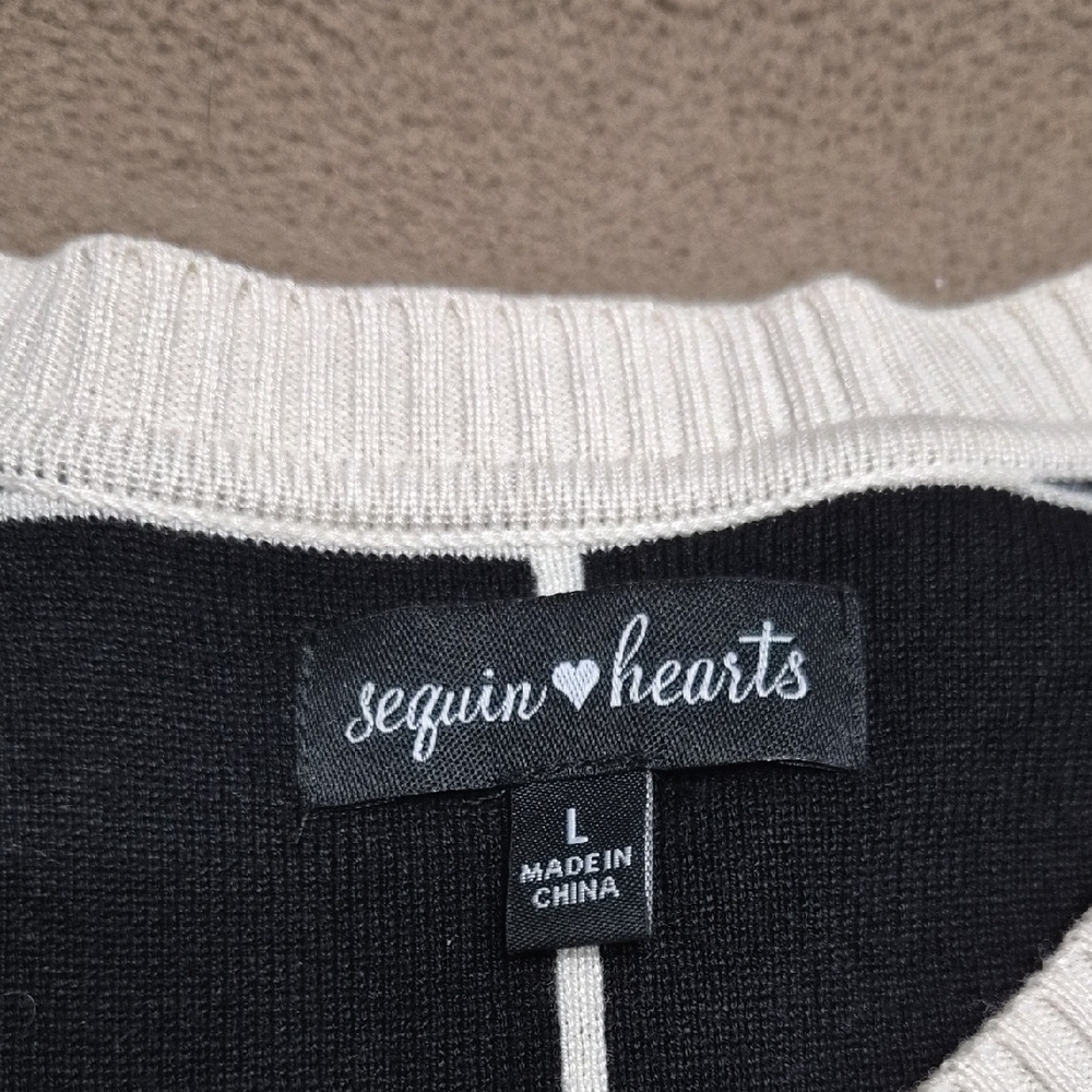 Sequin Hearts Cream and Black Checkered Dress - Picture 7 of 9